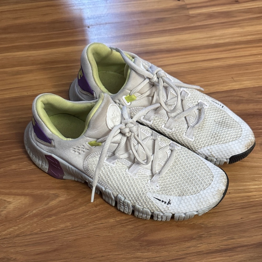 Nike White and Purple Women's Sneakers